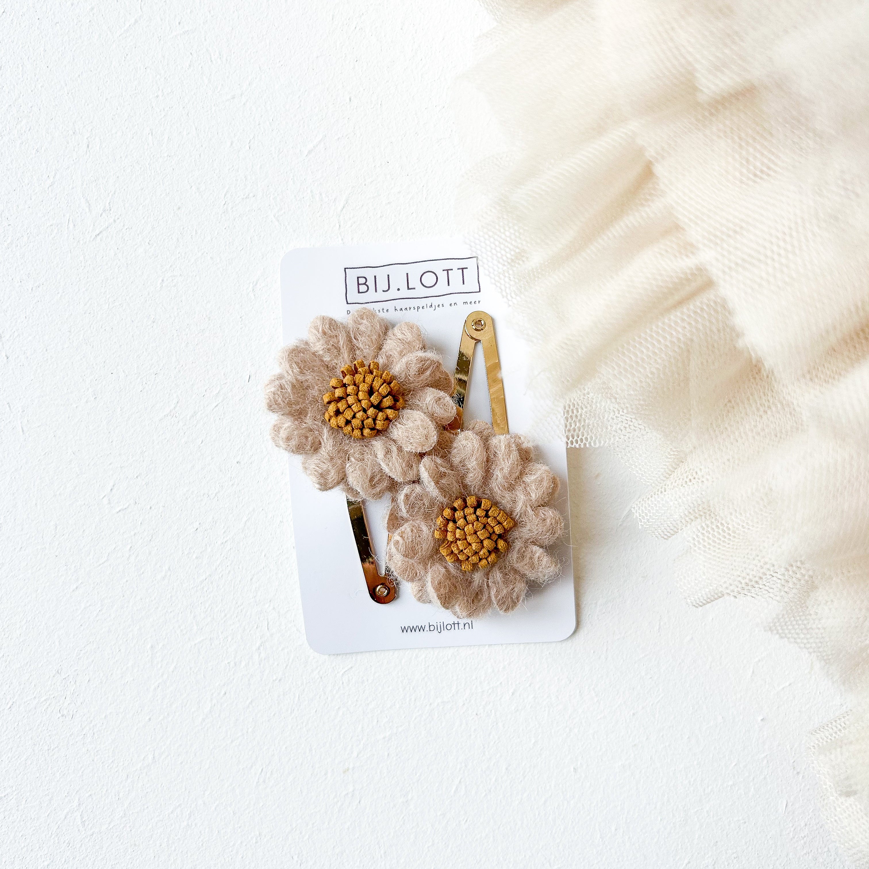 Duo klikklak setje - Wool flower beige