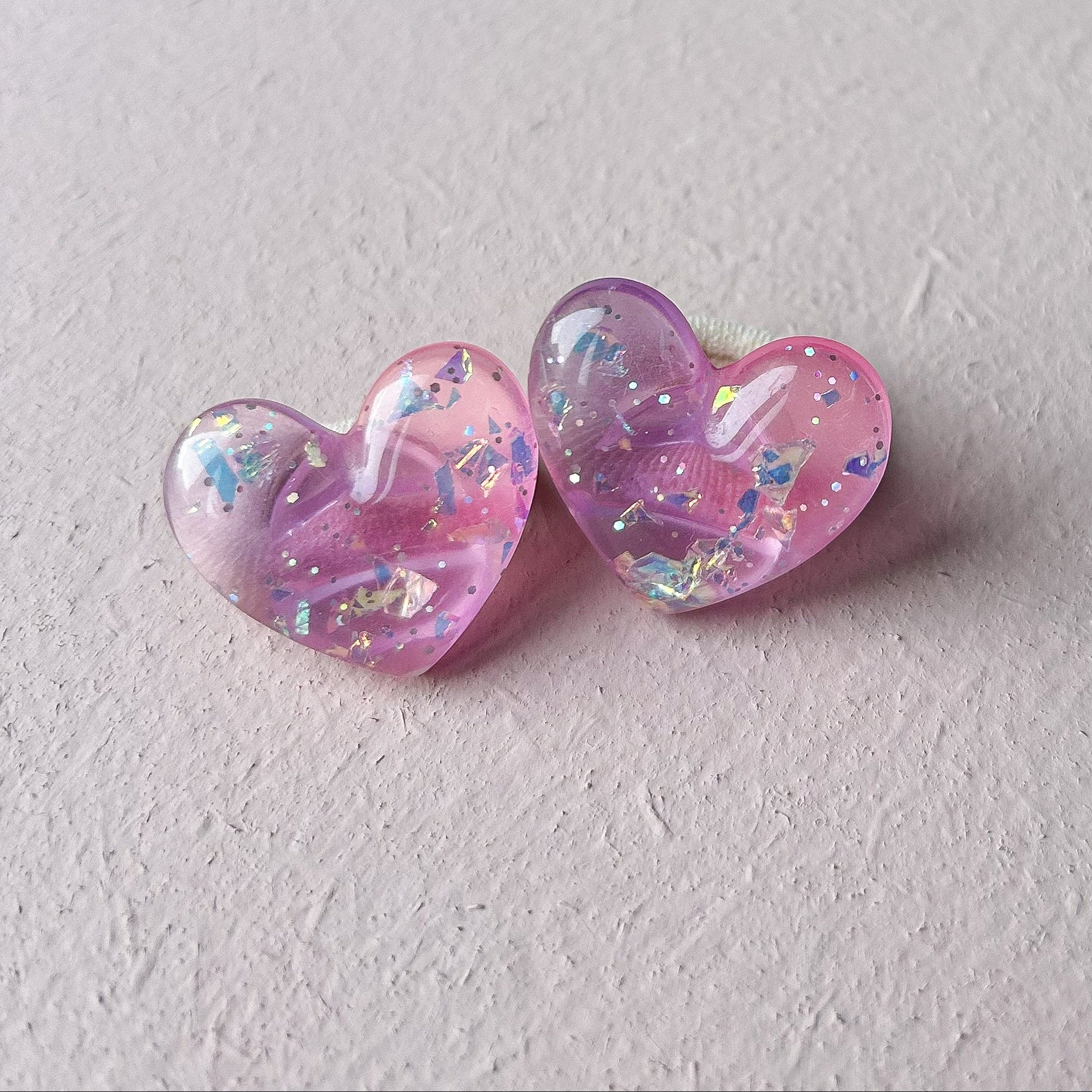 Haarelastiekjes - Hartjes glitter