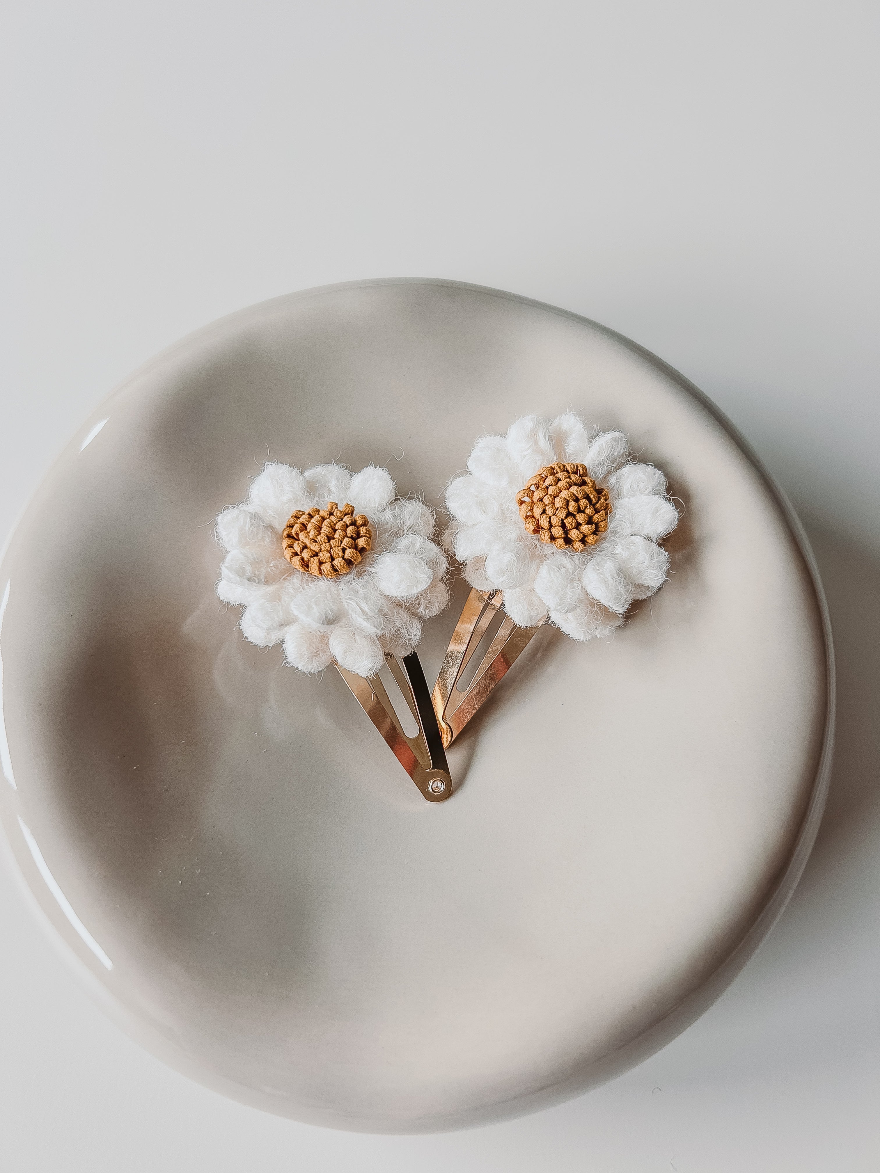 Duo klikklak setje - Wool flower white