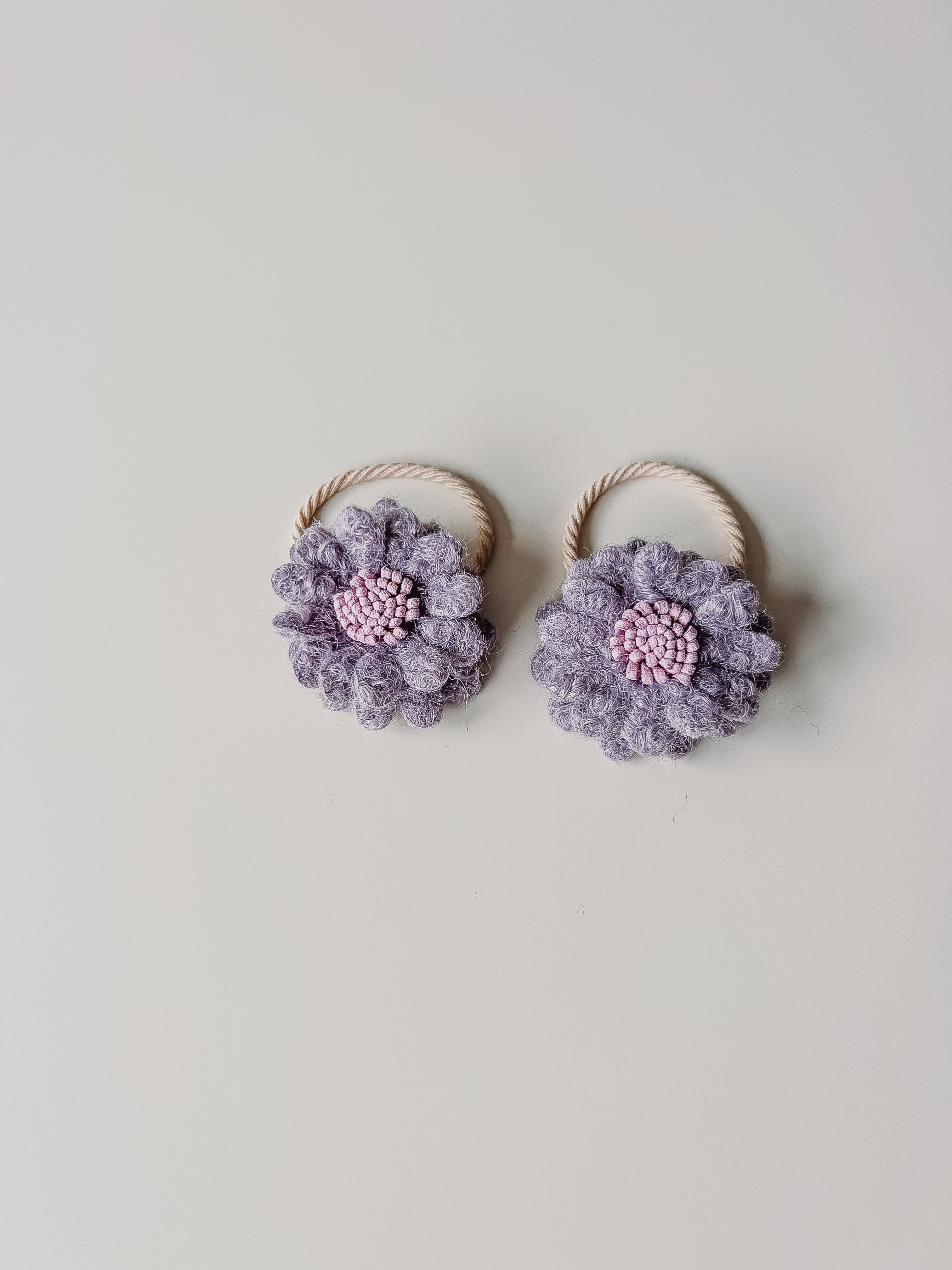 Haarelastiek - Wool flower mix & match